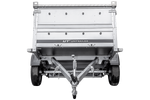 Enkelassige aanhangwagen op veren 230x125 UNITRAILER GARDEN 230/R KIPP met BIS zijwanden en aluminium afdekplaat