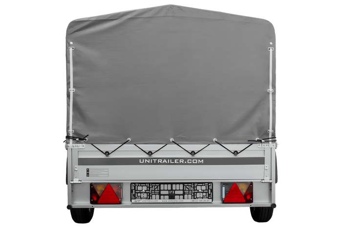 Remorque à un essieu avec côtés en aluminium 264x125 Unitrailer Garden 264 KIPP ALU avec châssis H-800 et bâche grise