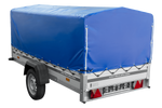 Remorque à un essieu avec côtés en aluminium 264x125 Unitrailer Garden 264 KIPP ALU avec châssis H-800 et bâche bleue