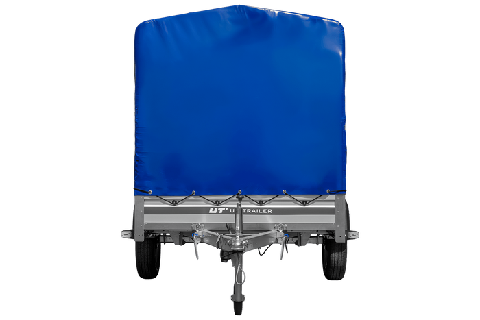 Remorque porte-voitures à côtés en aluminium 264x125 Unitrailer Garden 264 KIPP ALU avec châssis H-1100 et bâche bleue
