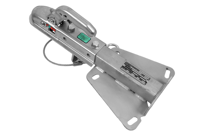 KNOTT KQ14-A+KZE7.5 kogelkoppeling voor een aanhanger van 750 kg met een V-vormige dissel.