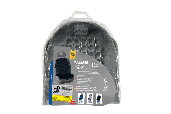 LAMPA autostoelkussen van magnetisch velours, grijs, met massage-effect
