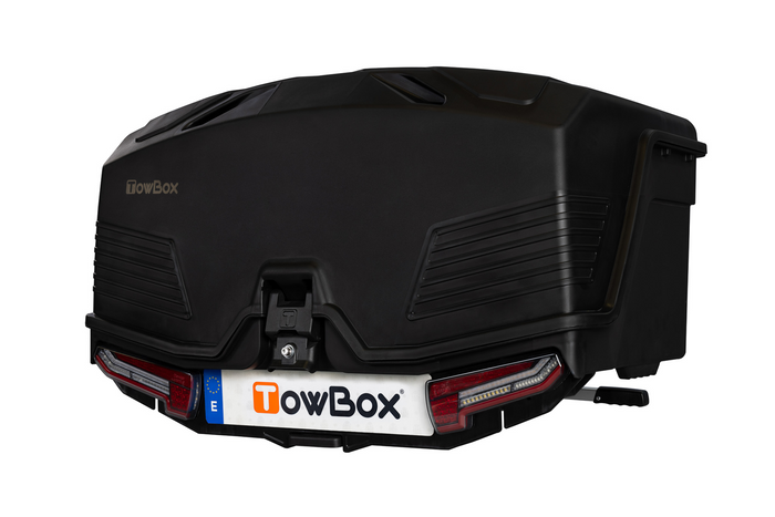 Coffre à bagages Towbox Alpha Urban Black - monté sur attelage