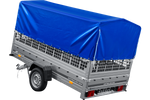 Autotrailer 264x150 UNITRAILER GARDEN 265 KIPP met loofrekken, H-800 frame en blauwe huif