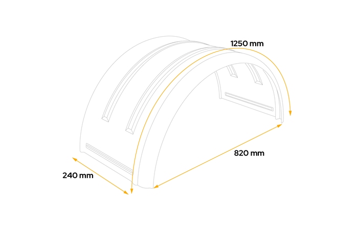 Garde-boue de remorque 13-15" DOMAR DK7110, passage de roue 820/240 mm, métal avec bord en caoutchouc