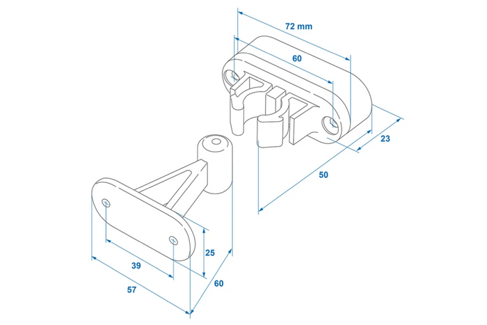 Loquet, poigné de porte de caravane ou de camping-car ProPlus 362622V02, poignée blanche à ressort pour maintenir la porte