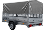 Remorque sur ressorts 264x150 UNITRAILER GARDEN 265/R KIPP avec ridelles grillagées, châssis H-800 et bâche grise