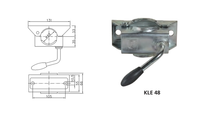 Steunwiel met klem WINTERHOFF ST48-200VB+KLE48 150kg 48mm 505-725mm