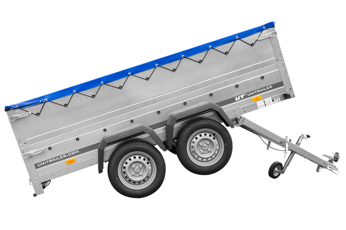 Twee-assige aanhanger 264x125 UNITRAILER GARDEN 264/2 KIPP met BIS zijwanden en blauw deksel