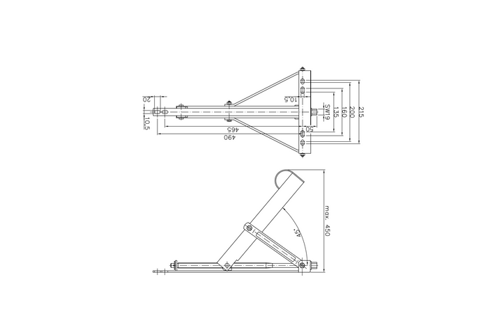 Stabilisateur d'angle extensible WINTERHOFF ADS460 V pour remorques 450 kg; 450 mm