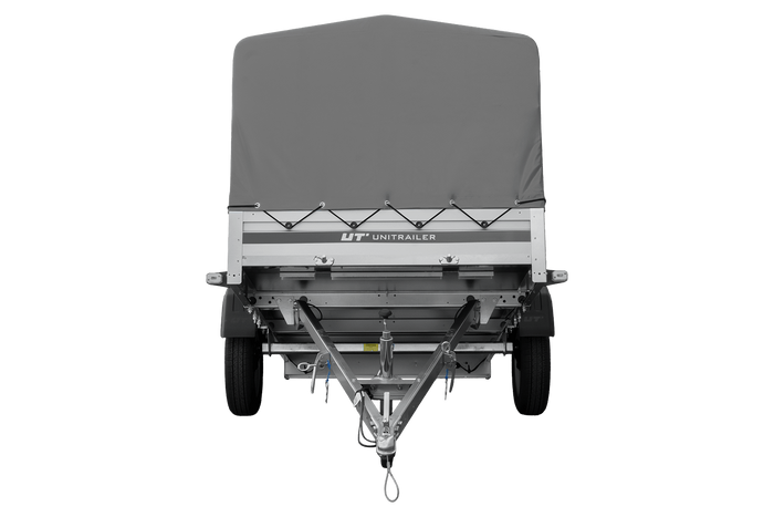 Remorque à un essieu avec côtés en aluminium 264x125 Unitrailer Garden 264 KIPP ALU avec châssis H-800 et bâche grise