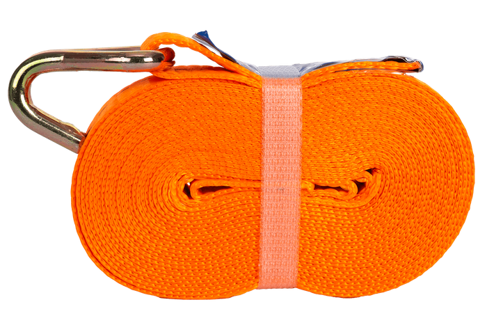Ensemble de quatre courroies de transport UNITRAIER 6 m/25 mm/1 t orange avec tendeur