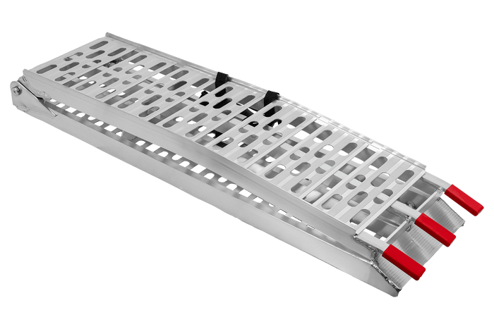 UNITRAILER ALR003 opklapbare aluminium oprijplaten voor aanhangers 221 cm 680 kg met riem en steun, set van 2