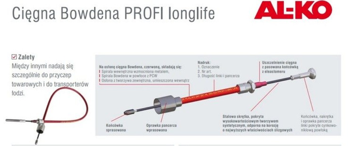 Câble de frein Bowden AL-KO 247286 à montage rapide 1130/1326 mm