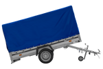 Remorque porte-voitures à côtés en aluminium 264x125 Unitrailer Garden 264 KIPP ALU avec châssis H-1100 et bâche bleue
