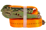 Set van vier UNITRAILER 6m/25mm/1t oranje transportbanden met spaninrichting