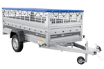 Remorque à un essieu 264x125 UNITRAILER FORCE 264 KIPP avec ridelles grillagées, châssis H-0 et bâche bleue