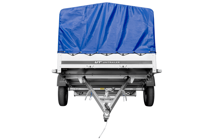 Eenassige aanhangwagen 264x150 UNITRAILER GARDEN 265 KIPP met H-800 frame en blauwe huif