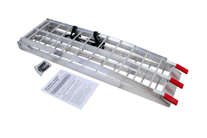 UNITRAILER ALR002 opklapbare aluminium oprijplaten voor aanhangers 221 cm 680 kg met riem, set van 2