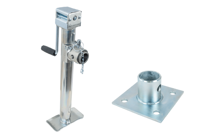 Uitschuifbare steun met UNITRAILER TJ5002+TJ5002A adapter voor 1300 kg vlakke aanhanger 560-940 mm