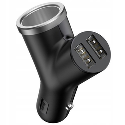 Autolader BASEUS Y Type 2xUSB, sigarettenaansteker 40W
