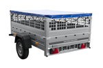Remorque à un essieu 200x125 UNITRAILER GARDEN 201 KIPP avec ridelles grillagées et bâche bleue