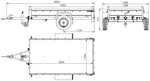 Remorque porte-voitures à côtés en aluminium 230x125 Unitrailer Garden 230 KIPP ALU avec châssis H1100 et bâche bleue