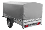 Remorque à un essieu avec côtés en aluminium 264x125 Unitrailer Garden 264 KIPP ALU avec châssis H-800 et bâche grise