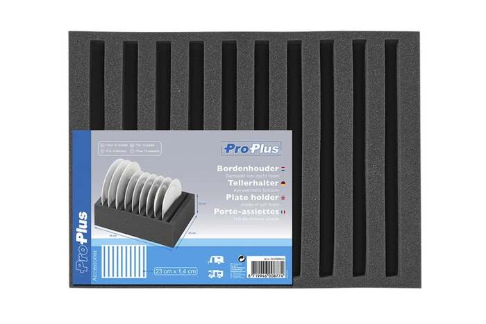 Organisateur d'assiettes en mousse pour camping-car  ProPlus 761472PMV01 pour 10 assiettes.