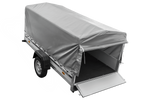 Enkelassige aanhanger met aluminium zijwanden 264x125 Unitrailer Garden 264 KIPP ALU met H-800 frame en grijze afdekking