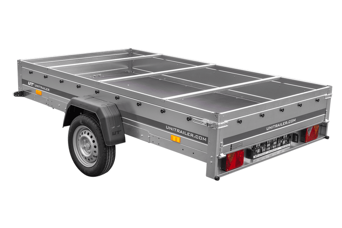 Remorque à un essieu sur ressorts 264x150 UNITRAILER GARDEN 265/R KIPP avec châssis H-0 et bâche bleue
