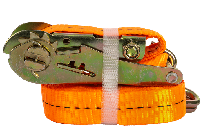 Set van vier UNITRAILER 6m/25mm/1t oranje transportbanden met spaninrichting