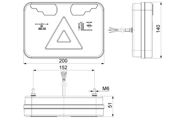 HORPOL LZD 3215+3216 achterlichten, 2m kabel, 7 functies, links+rechts
