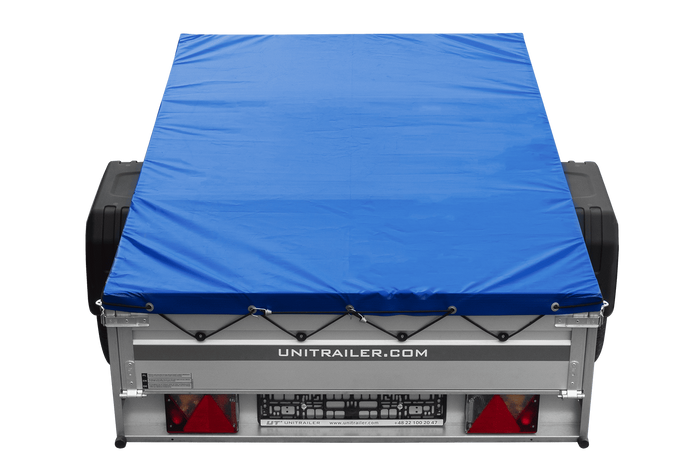 Remorque à un essieu avec côtés en aluminium 200x125 Unitrailer Garden 201 KIPP ALU avec châssis H-0 et bâche bleue