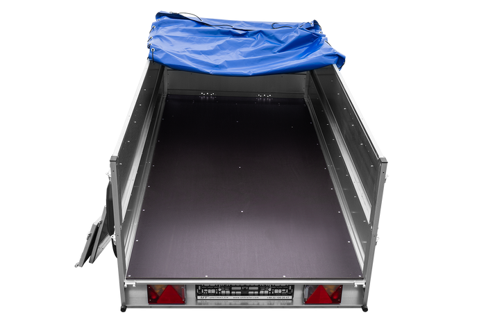 Twee-assige aanhanger 264x125 UNITRAILER GARDEN 264/2 KIPP met BIS zijwanden en blauw deksel