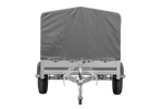 Enkelassige aanhanger 200x125 UNITRAILER GARDEN 201 KIPP met H-800 frame en grijze afdekking