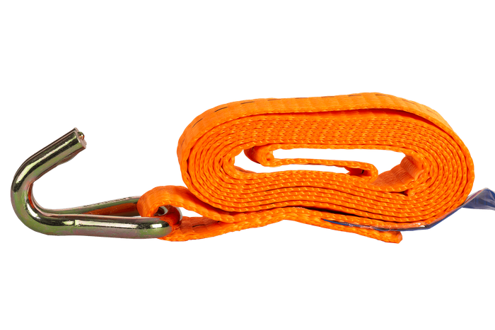 Set van vier UNITRAILER 2m/25mm/1t oranje transportbanden met spaninrichting